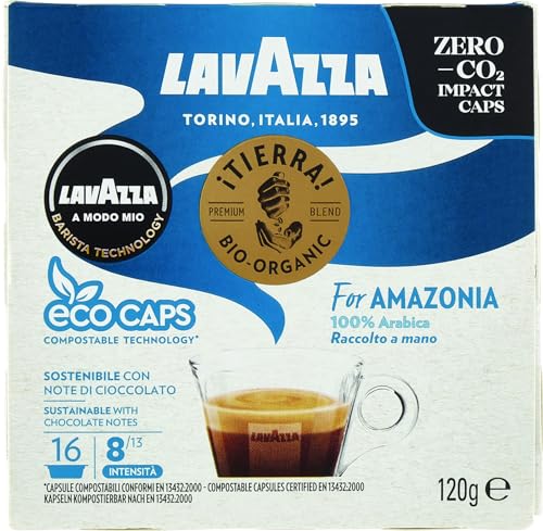Lavazza A Modo Mio, Tierra for Amazonia Bio Organic, espresso fruttato e floreale, 16 capsule