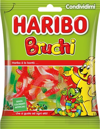 HARIBO Bruchi, Caramelle Gommose a Forma di Bruco, Gusto Frutta, Ideali per Feste e Dolci Momenti di Relax 175gr