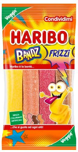 HARIBO Bandz Frizzi Caramelle Gommose Frizzanti Veggie Gusto Frutta, 160g