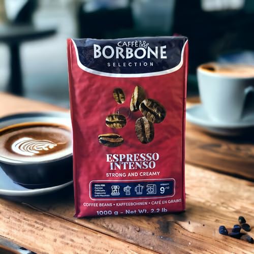 CAFFÈ BORBONE Espresso Intenso Miscela di caffè intero in grani, tostatura espresso medio, selezione di miscele di caffè premium con cioccolato forte e cremoso e note tostate, 1 kg (confezione da 1)