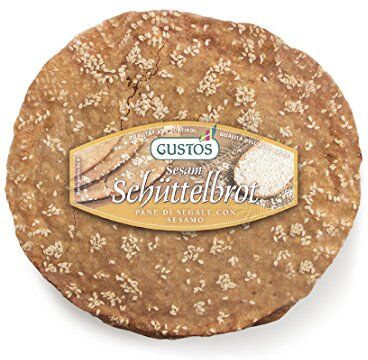 Gustos True Taste GUSTOS 6 confezioni di Pane tradizionale dell'Alto Adige "Schüttelbrot" di segale   con Semi di Sesamo  150 g ciascuna, fatto a mano, gustoso e croccantissimo.