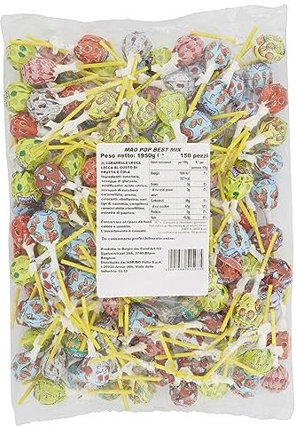 HARIBO Maopop Best Mix Refill, Lecca Lecca Lollipop, Gusto Frutta E Cola, Ideali Per Feste E Dolci Momenti Di Relax 150 Pezzi [1950 gr]