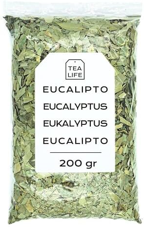 Tea Life Infuso di Eucalipto 200g Eucalipto Foglie Foglie di Eucalipto Naturali Eucalipto Foglie Sfuso Ricco di Minerali e Nutrienti Proprietà Naturali (200 gr)