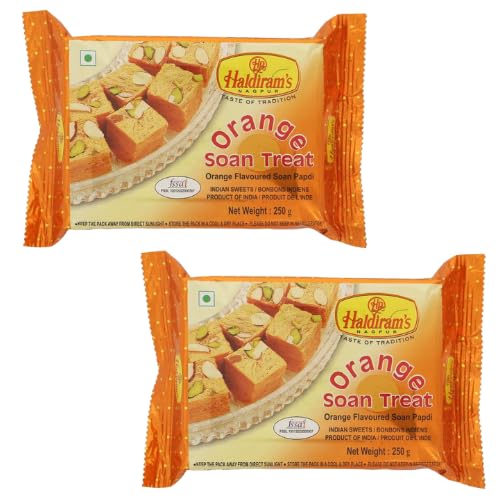 Generico Haldiram's Soan Papdi all'Arancia Bundle 2 x 250g Delizia Indiana