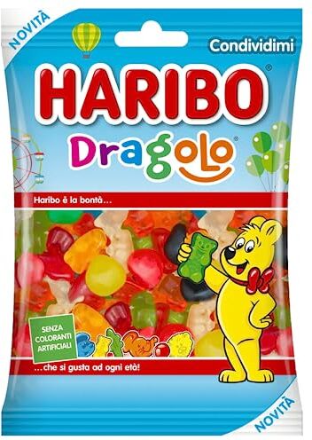 HARIBO Caramella Gommosa  Dragolo 30 Bustine da 90 g Gusti Assortiti Alla Frutta