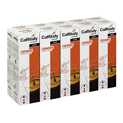 Caffitaly System, 100 Capsule Caffè Cremoso, Crema Caffè, per Macchine Originali , con Note Aromatiche Fruttate, 100% Arabica, Intensità 5/10, Tostatura Media