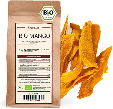 Kamelur Mango BIO Essiccato, Senza Solfiti E Senza Zucchero Strisce Di Mango BIO Essiccato Senza Zucchero 1 Kg (Confezione Da 1)