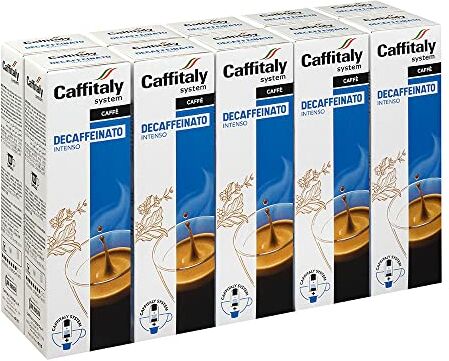 Caffitaly System, 100 Capsule Caffè Decaffeinato Intenso, per Macchine Originali , con Note Aromatiche di Frutta Secca, Arabica e Robusta, Intensità 8/10, Tostatura Media