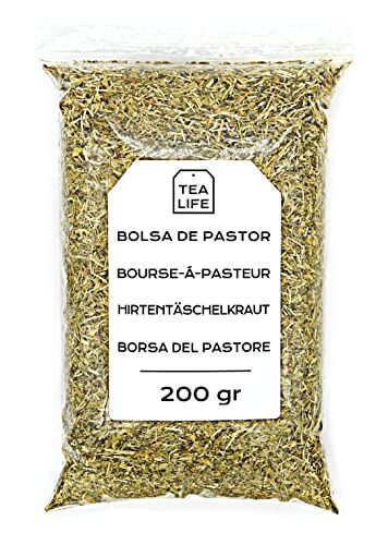 Tea Life Te della Borsa del Pastore 200 gr Erba di Borsa del Pastore Tagliata ed Essiccata per Tè o Infusi Tisana Borsa del Pastore Borsa del Pastore Sfuso Proprietà Naturali Infuso di Erbe