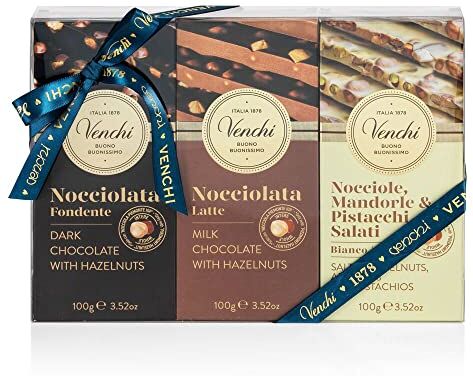 Venchi Kit di 6 Tavolette di Cioccolato Nocciolato Assortite con Nocciola Piemonte IGP, Mandorle e Pistacchi, 600 g Senza Glutine