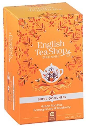 Generico English Tea Shop®   Infuso Biologico di Rooibos Verde, Melagrana e Mirtillo Made in Sri Lanka 1 x 20 Bustine di Tè (35 Gr)