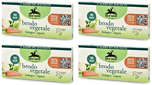 Alce Nero : Cubi da brodo biologico "Brodo Vegetale" Confezione da 10 pezzi, 10 g ogni confezione da 4