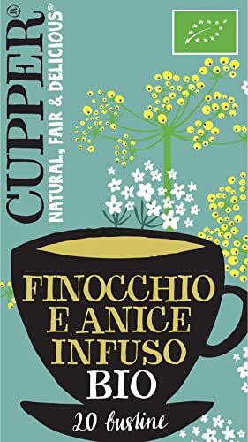 CUPPER Infuso Biologico Finocchio e Anice, Tisana Dolce e Avvolgente, Ingredienti da Agricoltura Biologica, Filtri 100% Biodegradabili, Confezione da 20 Bustine