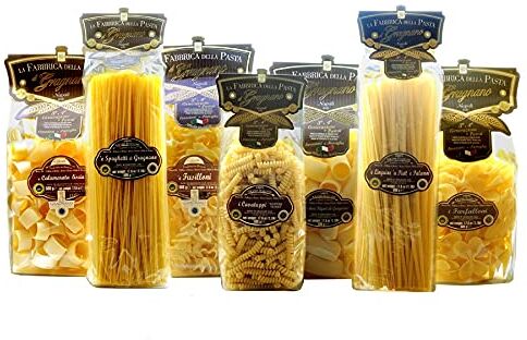 La Fabbrica della Pasta di Gragnano Multipack Pasta di Gragnano IGP Calamarata, Paccheri Rigati, Fusilloni, Linguine, Spaghetti, Farfalloni, Cavatappi 500gr x 7