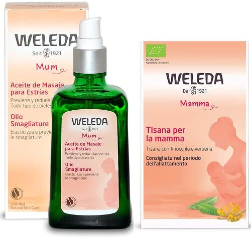 Weleda PACCHETTO MAMMA 2 Olio Smagliature 9 Mesi 100 ml + Tisana per la Mamma 20 Bustino in filtro Smagliature, gravidanza, parto, allattamento + in OMAGGIO 2 Tisane Funzionali Viropa