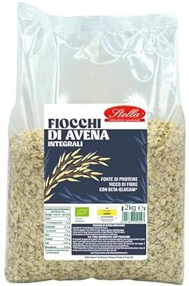 STELLA EVOLUZIONE ALIMENTARE Stella Fiocchi di Avena Integrali BIO 2 confezioni da 2kg   Confezione Risparmio   Formato Convenienza !