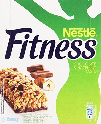 Nestlé Fitness, Barrette di Cereali al Cioccolato, Gusto Nocciola 4 confezioni da 6 barrette da 23.5 g [24 barrette, 564 g]