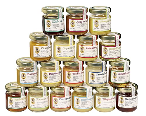18x 50g set degustazione miele   Set regalo naturale, miele da conoscere, combinazione varia (dall'apiario Nordheide)