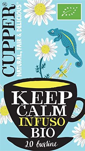 CUPPER Keep Calm Infuso Biologico di Camomilla Cyclopia e Cannella, Tisana Calmante con Ingredienti Naturali per una Pausa Relax, Filtri 100% Biodegradabili, Confezione da 20 Bustine