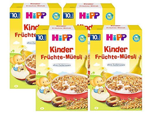 HiPP Muesli di frutta  Kinder, dal 10 ° mese, 4er (4 x 200g)