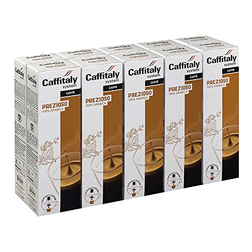 Caffitaly System, 100 Capsule Caffè Prezioso, per Macchine Originali , con Note Aromatiche Floreali, 100% Arabica, Intensità 6/10, Tostatura Media