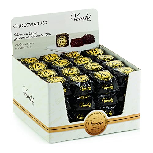 Venchi Confezione Esposizione Cioccolatini Chocoviar Extra Fondente, 2 kg Cioccolato Fondente 75% e Granella Chocoviar Pack da 100 Pezzi Senza Glutine Vegano