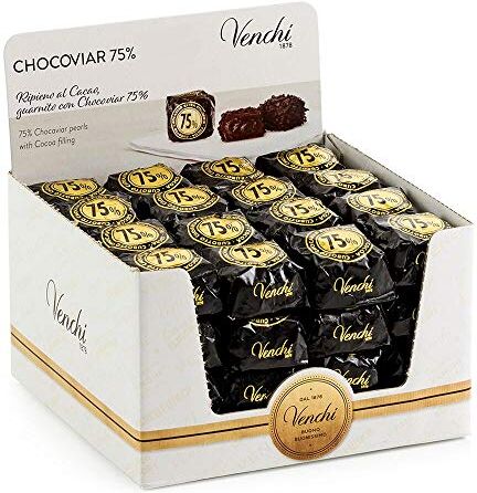 Venchi Confezione Cubi Chocoviar 75%, Ripieno di Cioccolato Extra Fondente con Olio di Oliva, Senza Glutine, 65 Pezzi, 1235 G