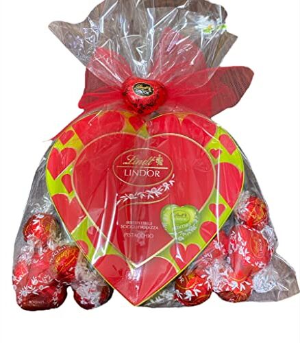 Generico Confezione San Valentino Lindt LINDOR SCATOLA CUORE AL PISTACCHIO 82GR e 10 Lindor E Cuori