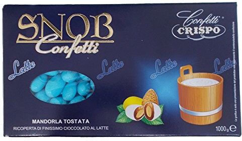 CRISPO CONFETTI  CELESTE SNOB MANDORLA TOSTATA RICOPERTO DI CIOCCOLATO AL LATTE CONFEZIONE DA 1000 GR. BOMBONIERE Il pacchetto può variare