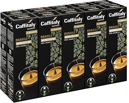 Caffitaly System Capsule Originali con Sistema R-smart, Gusto Brasile 100 Capsule di Caffè Monorigine