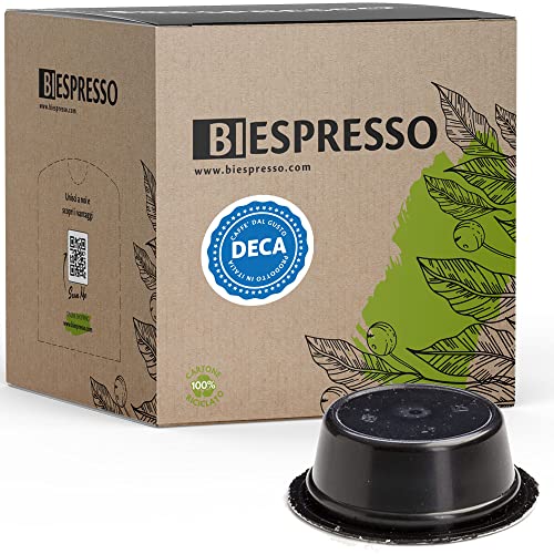 BIespresso 100 Capsule Cialde Compatibili con macchina caffè LAVAZZA A MODO MIO, miscela Deca