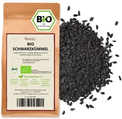 Kamelur 500g di cumino nero intero BIO semi di cumino nero aromatico senza additivi vero cumino nero BIO in confezione biodegradabile