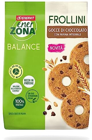 Enervit Enerzona Balance Frollini con Gocce di Cioccolato e Farina Integrale, 250g