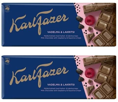 Fazer Karl  Raspberry & Liqorice Milk Chocolate 2 Bars von 200 g 14,2 Unzen