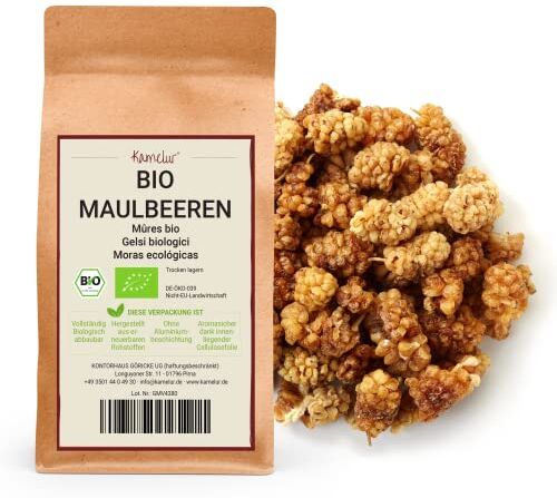 Kamelur Gelsi Bianchi Essiccati Bio, Deliziosi Frutti Secchi Non Solforati E Non Zuccherati 1 Kg (Confezione Da 1)