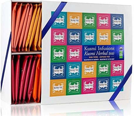 KUSMI TEA – Cofanetto Kusmi Herbal Teas Bio – Idea Regalo Festa della Mamma Assortimento di 45 bustine in mussola di infusi aromatizzati 9 ricette