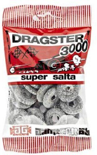 Candy 3 sacchetti da 50 g di Dragster 3000 Super Salta Originale Svedese Liquirizia salata Salmiak Salmiac Gomma da vino Caramelle Dolci