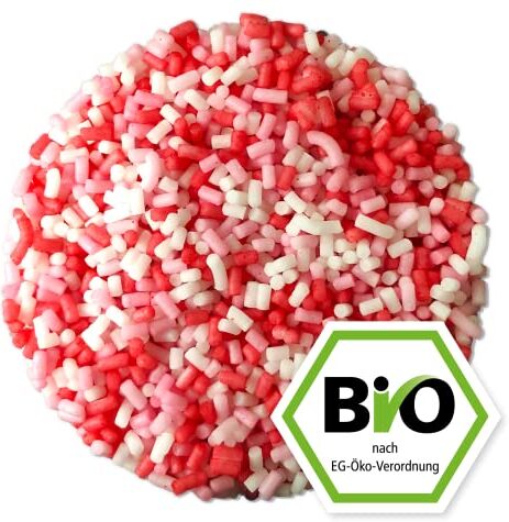 Kamelur 200g BIO Codetta di zucchero rosso e rosa decorazioni zucchero colorati sprinkles per decorare codette di zucchero BIO Natale in confezione biodegradabile