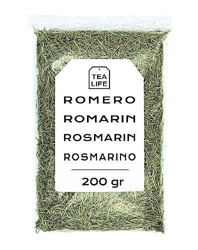 Tea Life Rosmarino 200g Tè al Rosmarino Rosmarino Essiccato Foglie di Rosmarino Rosmarino Sfuso Ricco di Minerali e Nutrienti Proprietà Naturali (200 gr)