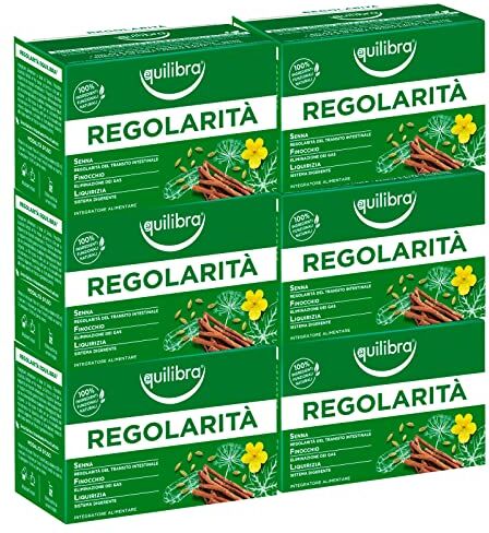 Equilibra 6x  Tisana Regolarità per il Transito Intestinale e la Digestione con Senna Finocchio Betulla e Liquirizia 6 Confezioni da 15 Filtri