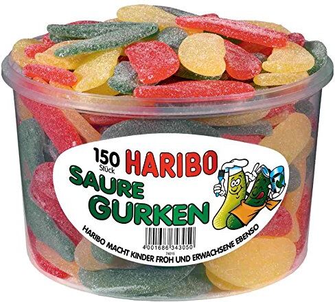 HARIBO Cetrioli Sour barattolo di gelatina di frutta, 2er Pack (2 x 1350g)