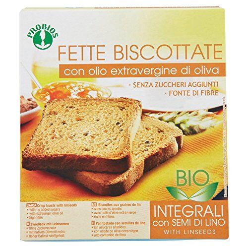 Probios Fette Biscottate Bio Con Semi di Lino e Olio Extravergine di Oliva [Confezione da 4 x 270 g]