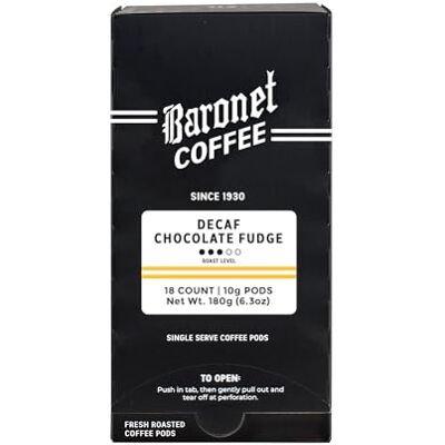 Baronet Coffee Decaf Chocolate Fudge Coffee Pods, 54 Count Baronet Coffee Decaf Chocolate Fudge Coffee Pods, 54 Count