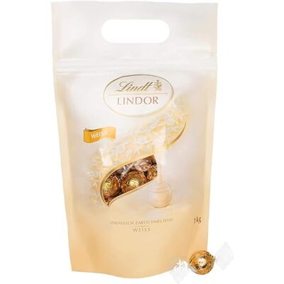 Lindt LINDOR Praline di Cioccolato Bianco, 80 Cioccolatini di cioccolato bianco, in confezione 1kg Lindt LINDOR Praline di Cioccolato Bianco, 80 Cioccolatini di cioccolato bianco, in confezione 1kg