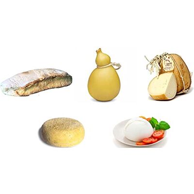 ALMA FOOD Formaggi tipici Campani Box “Napoli”- Mozzarella Caciocavallo Provolone del Monaco Caciotta di Pecora e Pane -3,5kg ALMA FOOD Formaggi tipici Campani Box “Napoli”- Mozzarella Caciocavallo Provolone del Monaco Caciotta di Pecora e Pane -3,5kg