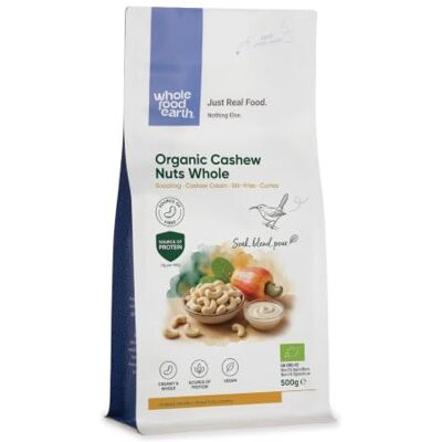 Wholefood Earth Anacardi biologici interi, 500 g, crudi, senza OGM, vegani, fonte di proteine, da coltivazione biologica controllata Wholefood Earth Anacardi biologici interi, 500 g, crudi, senza OGM, vegani, fonte di proteine, da coltivazione biologica controllata
