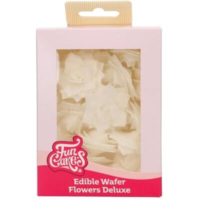 FunCakes Edible Wafer Flowers Deluxe Rose Rosalia White Medium Fiori Commestibili Decorazioni per Torte, Cupcake e Dolci Confezione da 15 FunCakes Edible Wafer Flowers Deluxe Rose Rosalia White Medium Fiori Commestibili Decorazioni per Torte, Cupcake e Dolci Confezione da 15