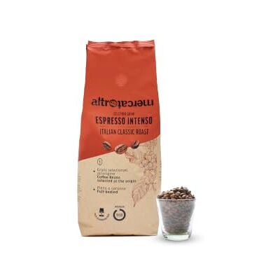 Altromercato – Caffè Espresso Intenso in grani – Miscela arabica e robusta – Tostatura medio-scura e lenta – Gusto corposo ed equilibrato – 1 kg Altromercato – Caffè Espresso Intenso in grani – Miscela arabica e robusta – Tostatura medio-scura e lenta – Gusto corposo ed equilibrato – 1 kg