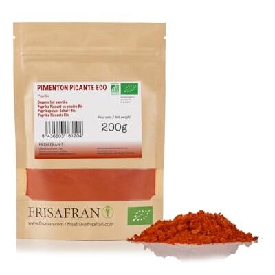 FRISAFRAN Paprica Piccante in Polvere Bio 200g peperoncino macinato Origine SPAGNA Paprika macinata speziato senza additivi naturale Pimenton de la Vera Polvere di Peperone Crusco FRISAFRAN Paprica Piccante in Polvere Bio 200g peperoncino macinato Origine SPAGNA Paprika macinata speziato senza additivi naturale Pimenton de la Vera Polvere di Peperone Crusco