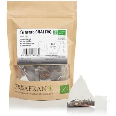 FRISAFRAN O Tè nero Chai in piramide Bio 60unt 120g tè chai nero Borse Antiossidante ed energizzante naturale tè decaffeinato Disintossicante senza additivi tè alle spezie istante FRISAFRAN O Tè nero Chai in piramide Bio 60unt 120g tè chai nero Borse Antiossidante ed energizzante naturale tè decaffeinato Disintossicante senza additivi tè alle spezie istante